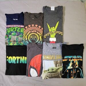 Mixed Brands T Shirt Lot Boys XL XXL Graphic Star Wars Fortnite Spiderman